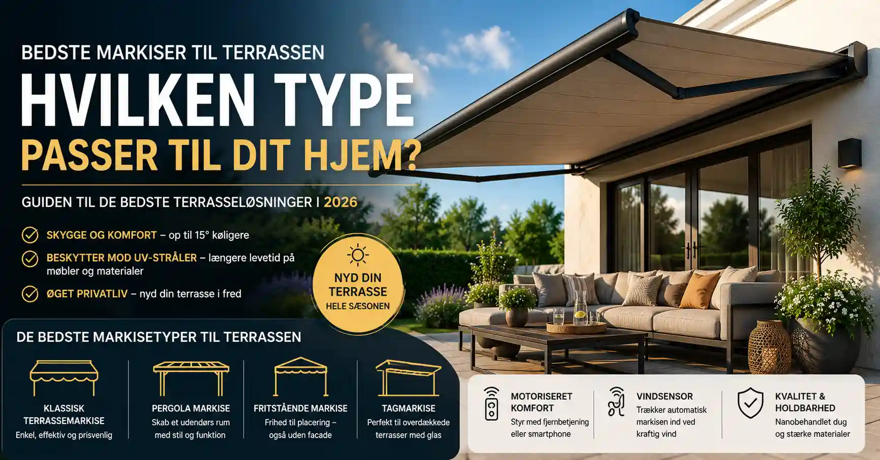Terrasse med markise – find den rigtige type til dit hjem