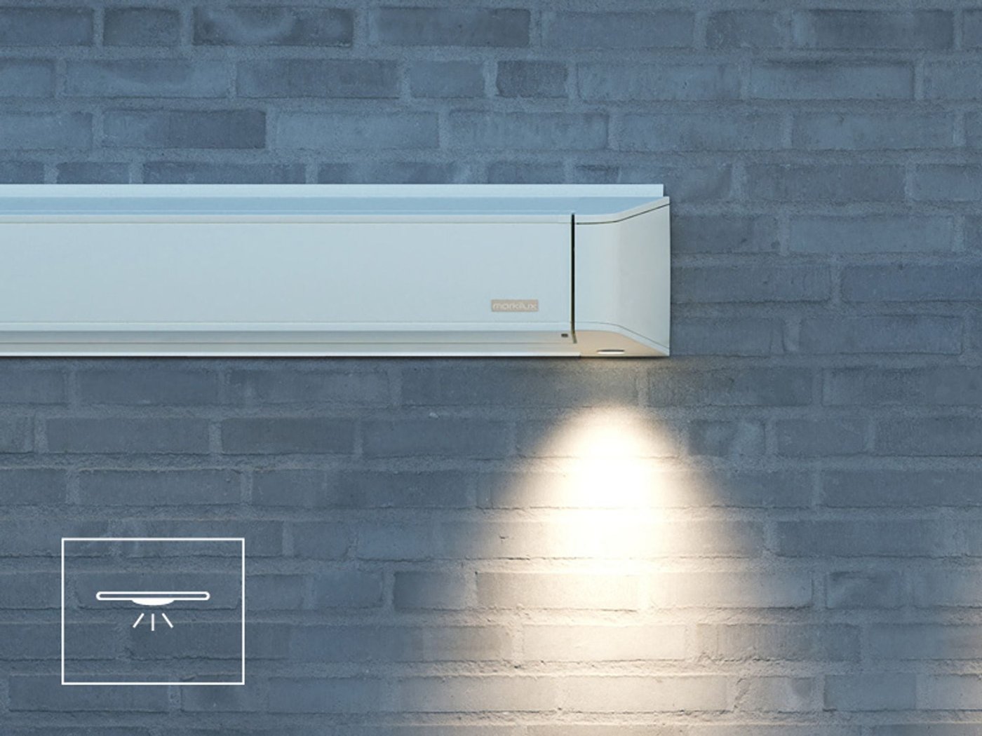 Markilux MX-4 i hvid med fokus på LED-spots i kassetten